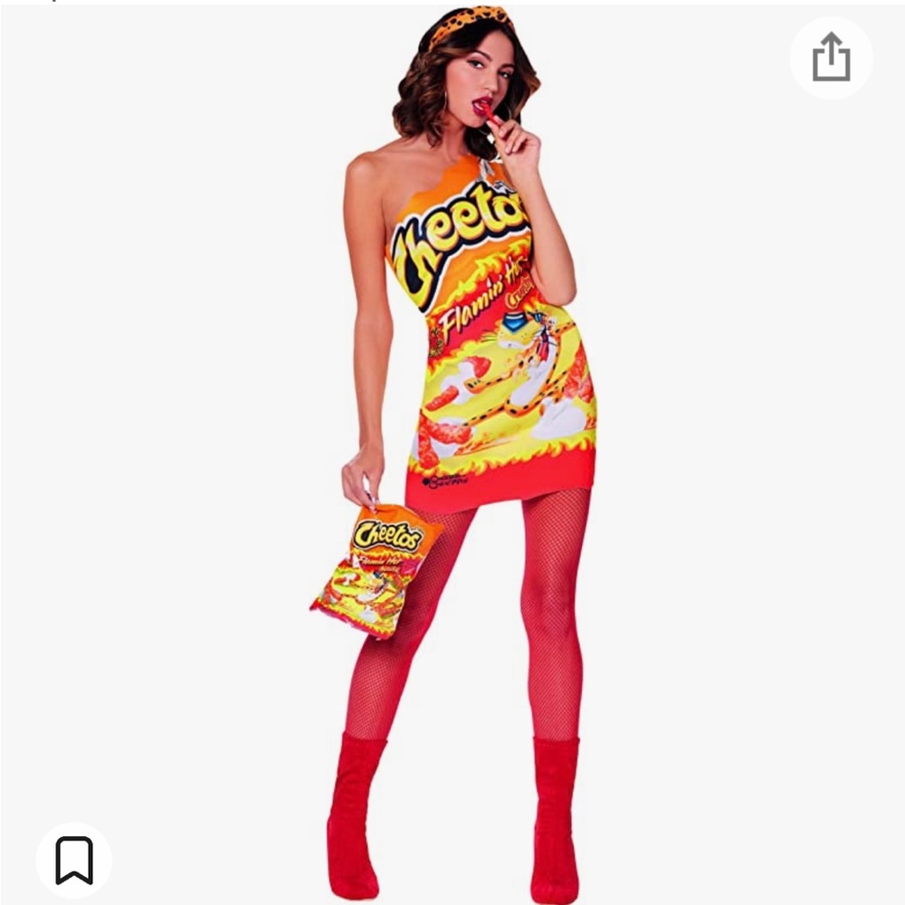 Flaming hot Cheetos costume. Never worn, still in package. Size M